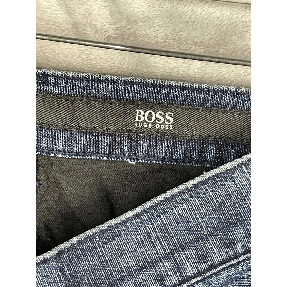 Hugo Boss Alabama Straight Leg Jeans Mens 30x34 Dark Wash Cotton Linen Blend